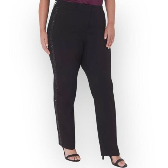 Lane Bryant Signature Fit Sequin Side Tape The Perfect Drape Straight Pant 24 - Picture 1 of 9